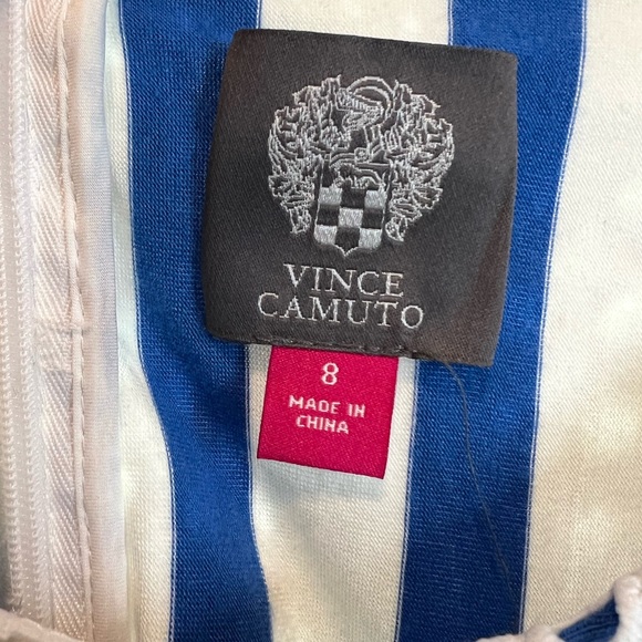 New with tags Vince Camuto Crochet fringe Blue/White Striped Dress - Picture 5 of 5